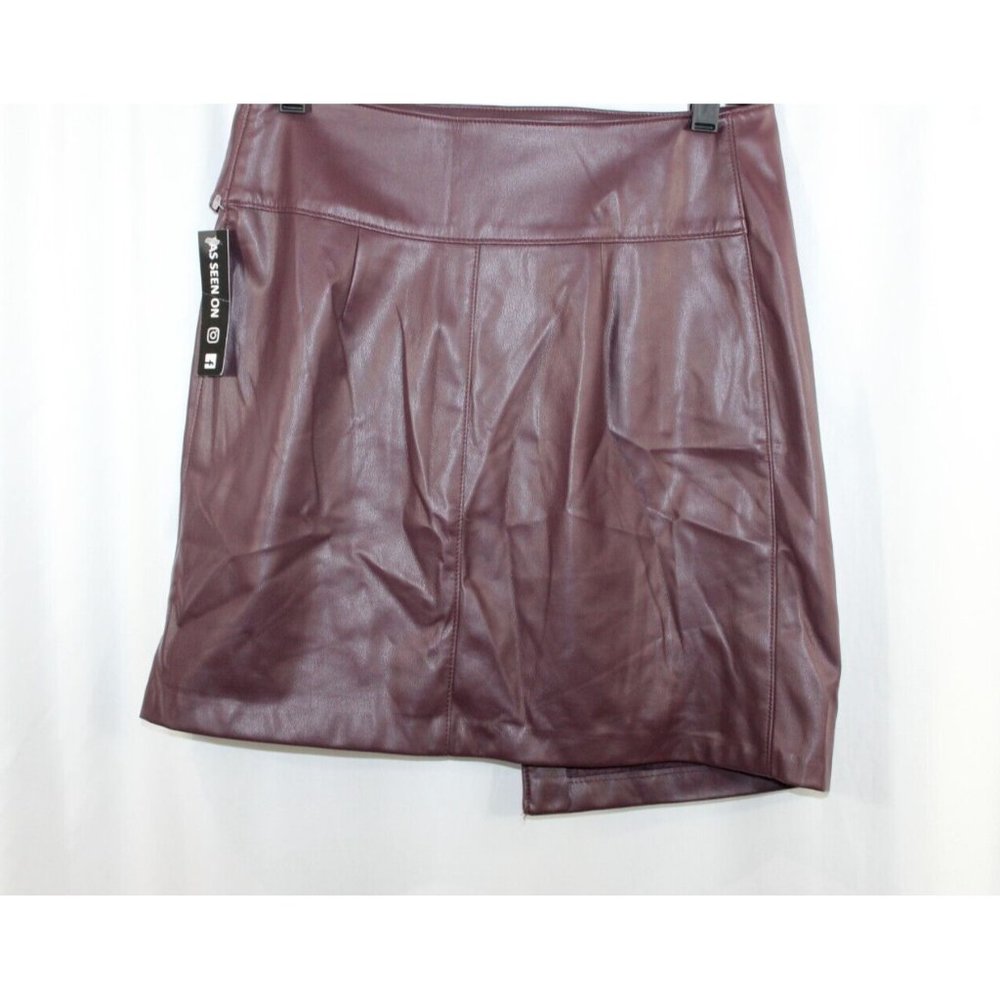 NWT Bailey 44 Womens Dark Red Faux Leather Wrap Skirt S Made in USA - Picture 4 of 5